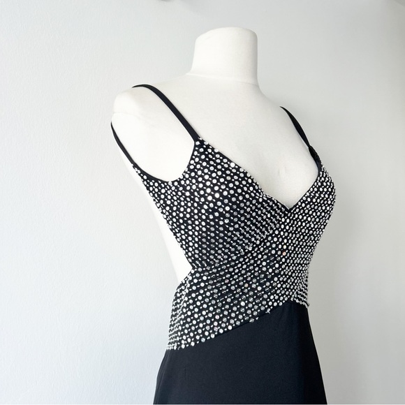 Vintage NEW Deadstock Cache Sequin Beaded Low Back Black Gown Dress Size 4 - Picture 2 of 12